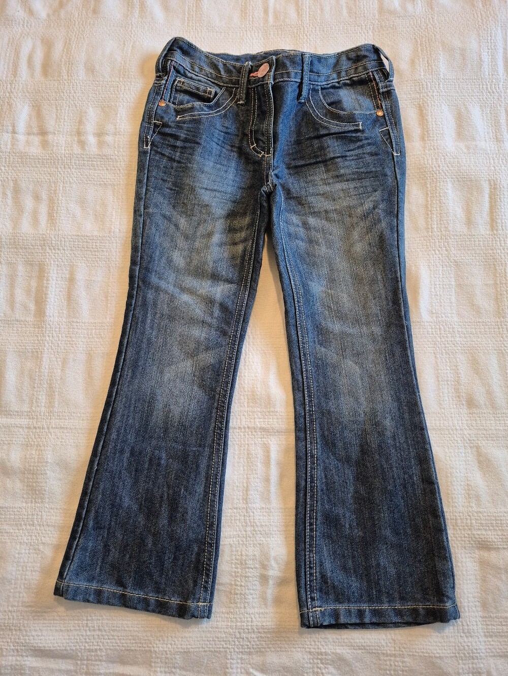 Next girls 7 years jeans medium wash, adjustable waist EUC